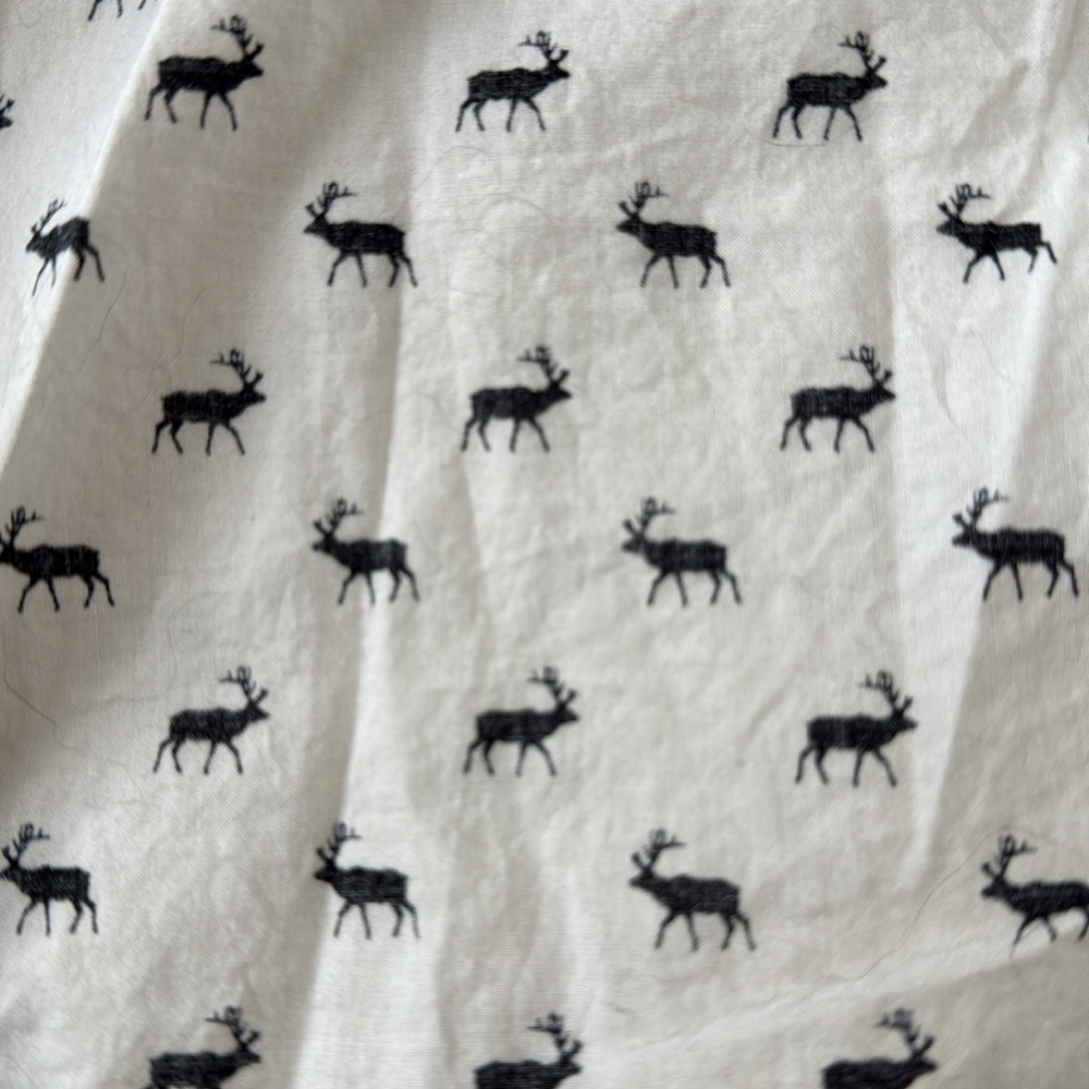 Joe Fresh Kids Button Down Shirt Short Sleeve White With Elk Large 10 / 12 - Picture 6 of 10